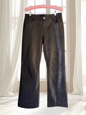 Theory Brown Leather Bootcut Pants Size 6
